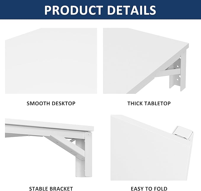 Need Small Fold Down Table Wall Mounted Heavy Duty Small Folding Wall Table Length 30 inches Width 20 inches Perfect Addition to Laundry Room/Home Bar/Kitchen & Dining Room AC15DW(7650)