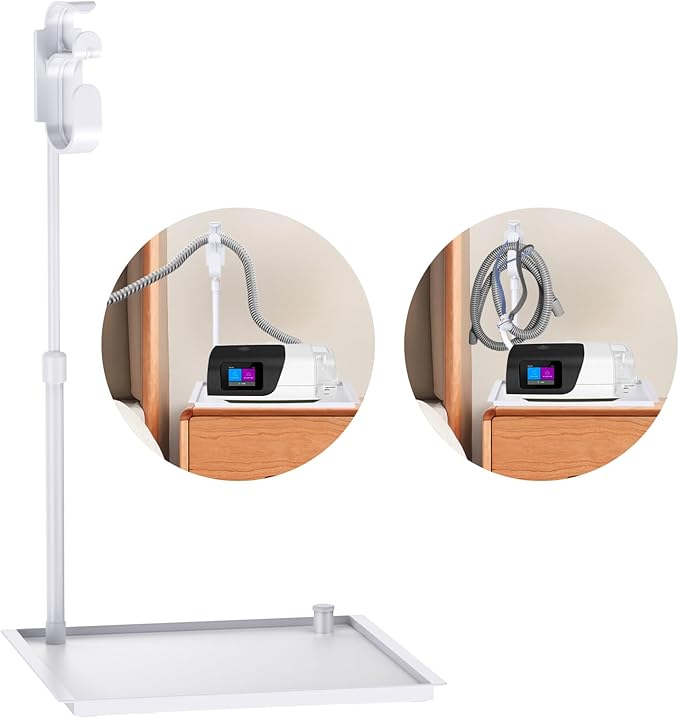 CPAP Protector Mat - CPAP Hose Holder Bedside Organizer - CPAP Hose Hanger with Retractable Hook for CPAP Mask & Tube,Keep cpap supplies neat and tidy, Enhances Sleep Quality (white)