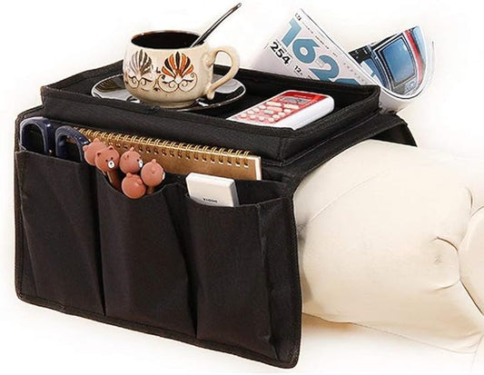 5 Pockets TV Remote Control Holder Couch Sofa Tray Armrest Organiser Oxford Chair Couch Caddy Sofa Armrest Bag Bedside Storage Hanging Organiser for Magazine Books Snack Mobile DVD Cellphone Drinker
