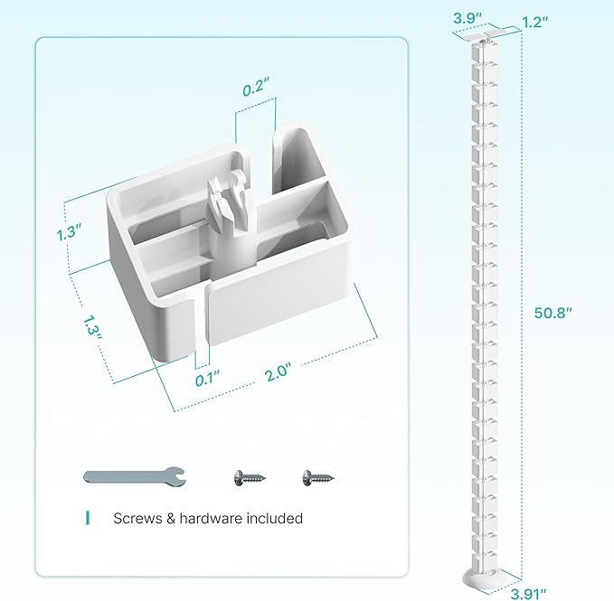 PEGZONE Under Desk Cable Management Spine – Flexible Cable Snake Organizer for Standing Desk, Screw-Mounted Vertebrae Wire Management for Table, White
