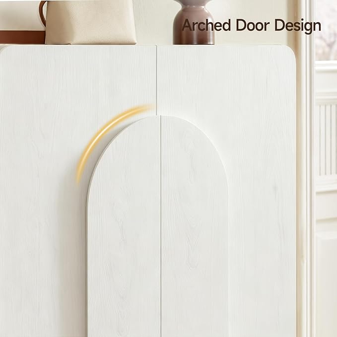 ONBRILL Shoe Storage Cabinet with Doors, Large Shoe Cabinet Storage for Entryway, Wooden 6 Tier Shoe Organizer Cabinets with Adjustable Shelves for Entrance Hallway Living Room Foyer (White)