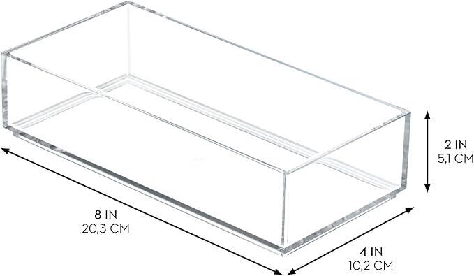 iDesign Stackable Makeup Drawer Organizer - Vanity Organizer or Desk Organizer, Set of 3, Clear