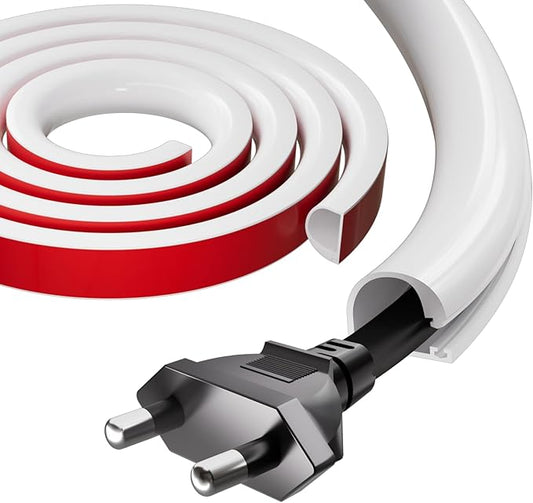 39" Silicone Cord Hider for Wall Mount TV,Self-Adhesive Cable Hider for 1 Cord(1/4" Diameter),Cable Management Under Desk,Cord Organizer,Cable Raceway Home & Office Trim,Cord Concealer Channel,White