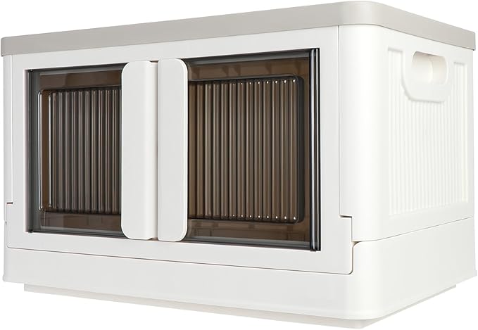 Storage Box, Cabinet with Lids, 8.4 Gallon (32L), With Double Door and Buckle, Foldable, Underbed or Countertop Use, Classy For Kid, Mike White
