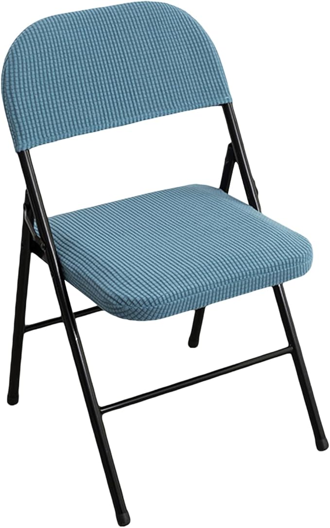 Dust-Proof Folding Chair Covers 2 Piece Set Backrest & Seat Cushion Cover for Office Meeting，Household，Computer，Party (Sky Blue, One Size)