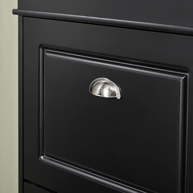 Haotian FSR94-SCH, Black Shoe Cabinet with 3 Flip Drawers, Freestanding Shoe Rack, Shoe Storage Rack(9.4" D x 20.9" W x 46.1" H)