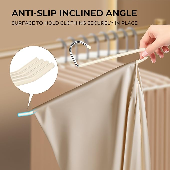 HUADYMEET 30 Pack Open Ended Metal Pant Hangers Non Slip, Slim Space Saving Clothes Hangers for Closet,Heavy Duty Strong Durable Hanger for Women,Men,Jean,Trousers,Shorts,Slacks,Skirts(Beige)