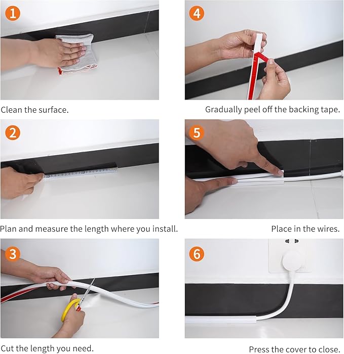 Cord Hider for Wall Mounted TV, 118" Cable Cover for 2-3 Cables with Side Open, Flexible Silicone Wire Raceway Management,Self-Adhesive Cord Organizer,Wire Concealer Channel, White