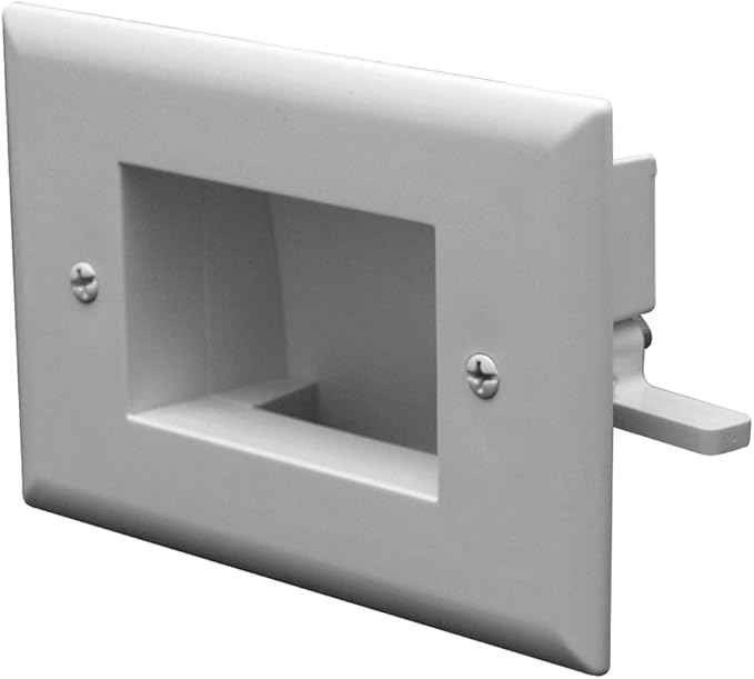 DATA COMM Electronics 50-3332-WH-KIT Flat Panel Cable Organizer Kit, Wall Plate Cable Pass Through, Conceals Low Voltage Wires Behind Mounted TV, Home Theater, Cord Hider Management, White