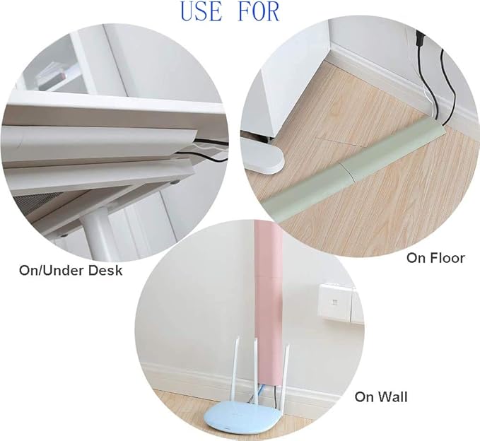 Cable Concealer Cord Cover, Airlxf 2 PCS Self-Adhesive Wall Cable Covers with 4 PCS Double-side Tapes for TV Computer Office Theater (Gray)
