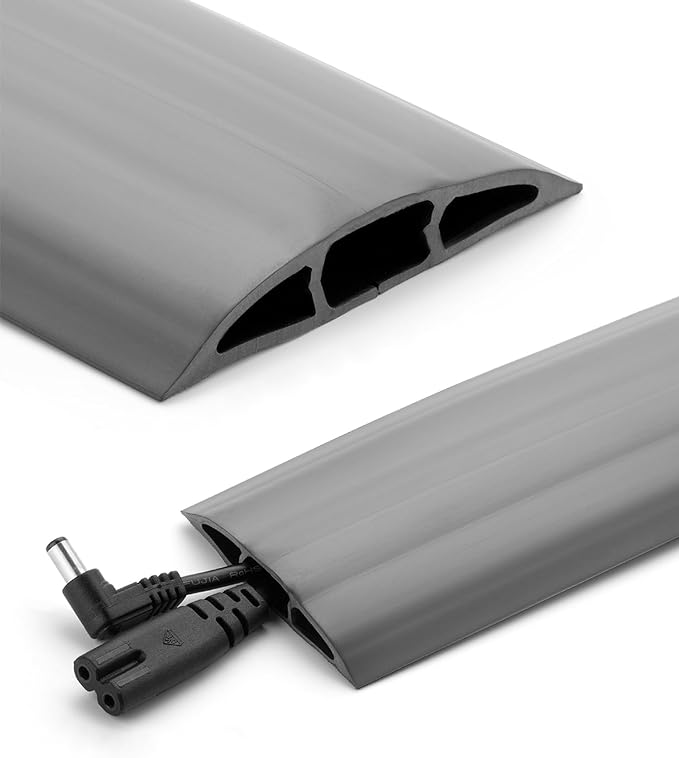 Bates- Floor Cord Cover, 30ft, Cable Cavity 0.6" (W) x 0.31" (H), Heavy Duty Wire Protector, PVC Extension Cords Hider, Protect Cords, Prevent Cable Trips, Cord Hider for Office, Home, Outdoor