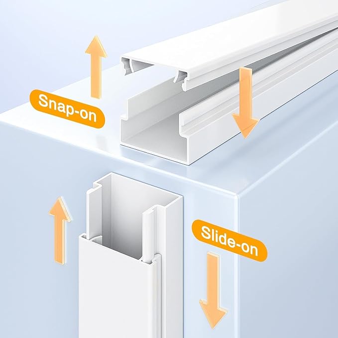 Cable Management ，157in Pvc Cord Hider TV Cable Hider Wall，paintable Cord Concealer for Hide Cords Wall Mounted，wire Covers for Cords on Wall， L15.75in*W0.95* H0.55in,White (157in L*0.95in W*0.55in H)
