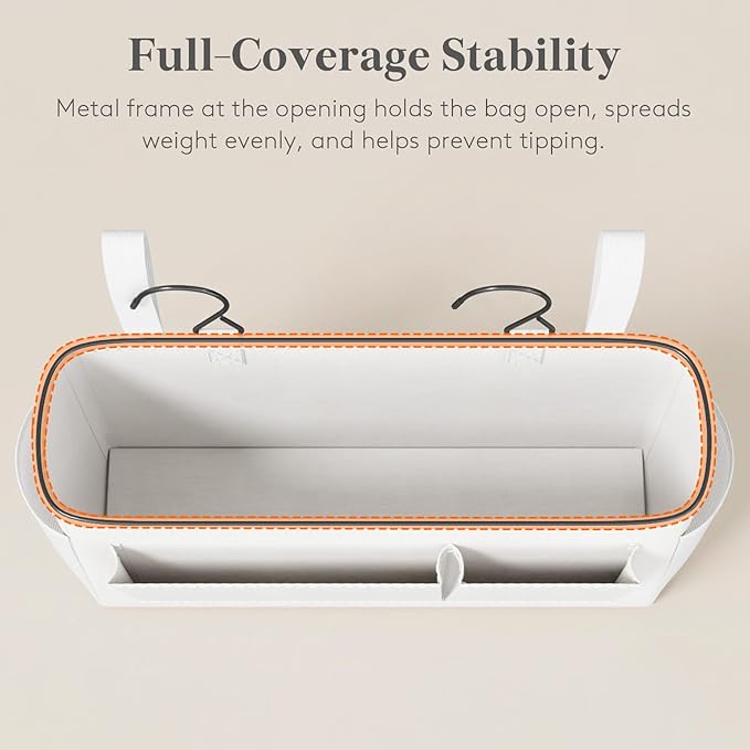 Lifewit Bedside Caddy Storage Organizer, Storage Bag Hanging Organizer with Fixed Straps, Book Remotes Holder for Home, College, Dorm, Bunk, Hospital, Crib Bed Rails, White