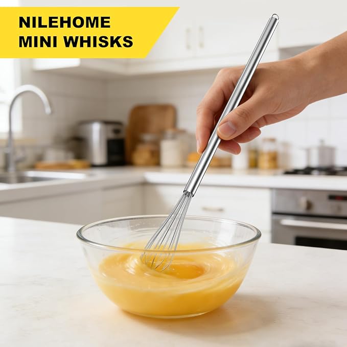 NileHome Mini Whisks Stainless Steel Whisk 11" Kitchen Small Wisk Balloon Wire Tiny Whisks for Cooking, Whisking, Blending, Beating, Stirring