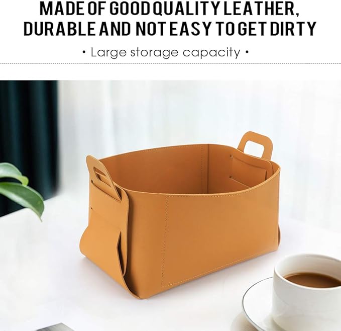 Leather Valet Tray, Jewelry & Catchall Tray, Desktop Storage Organizer, Bedside Caddy for Men - Key Wallet Watch Coin Phone Change, Candy Holder, Convenient for Travel (06 Yellow)