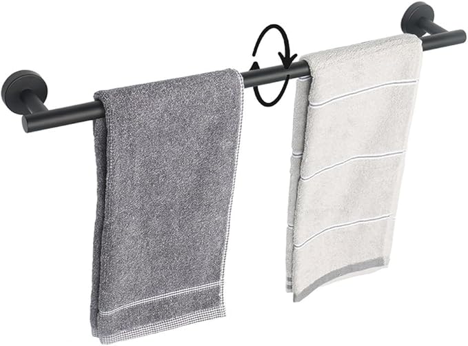 TocTen Bath Towel Bar - Thicken SUS304 Stainless Steel Bathroom Towel Holder, Towel Rod for Bathroom Heavy Duty Wall Mounted Towel Rack Hanger (24IN, Black)