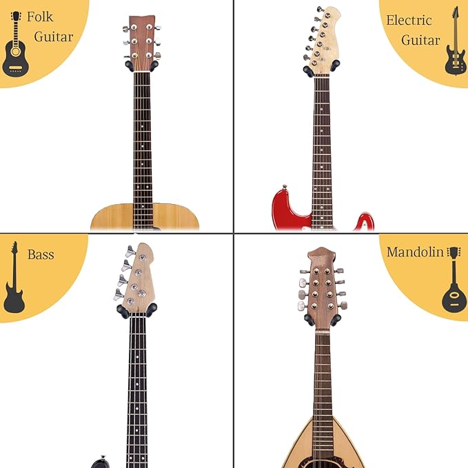 Onmiwod Guitar Wall Mount 2 Pack, Ash Hardwood Guitar Hanger, U-Shaped Guitar Wall Hanger Mount, Guitar Holder Hook Stand Wall for Acoustic, Electric Guitar, Banjo, Bass, for Guitar Player Men Boy