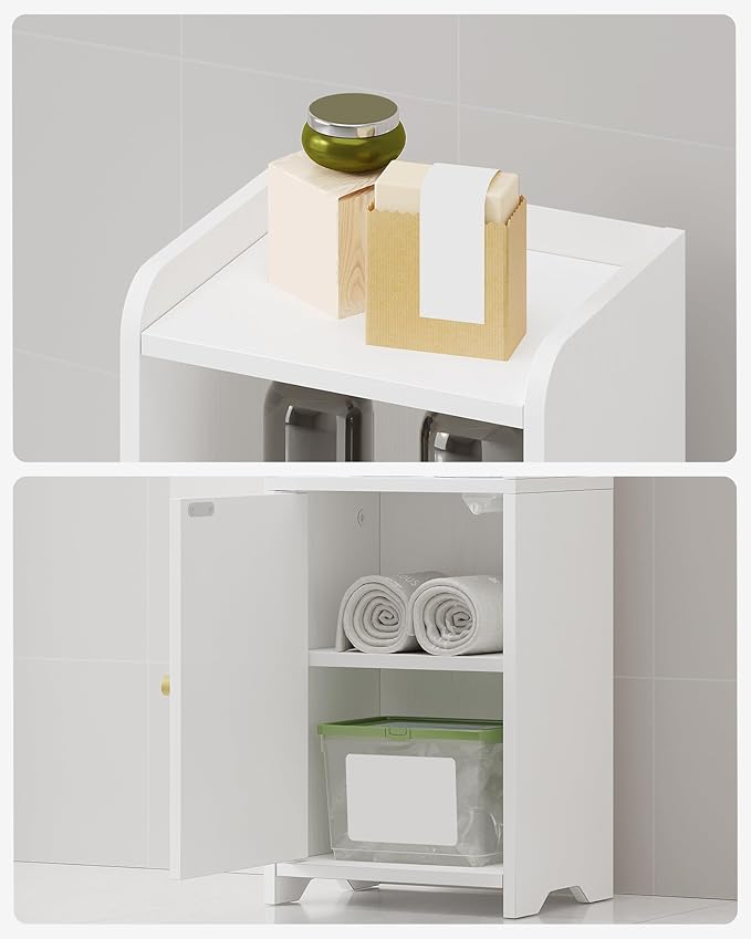 Hzuaneri Bathroom Storage Cabinet, Corner Floor Cabinet with Doors and Adjustable Shelf, Narrow Toilet Paper Cabinets, Bathroom Organizer for Small Spaces, White BC39713X