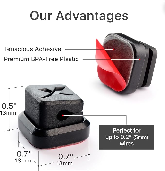 Magnetic Cable Holders X-Protector 3 PCS - Premium Cable Clips - Self-Adhesive Cable Holder for Car - Cord Organizer for Desk - Cable Organizer - Black Wire Organizer - Cord Management for Wires!