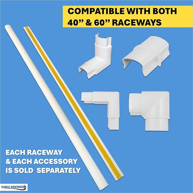 Kable Kontrol Coupling Connector Joint for Half Round Cord Hider, Outdoor Cable Cover Cable Raceway with Adhesive Back 1.2in W x 0.50in H