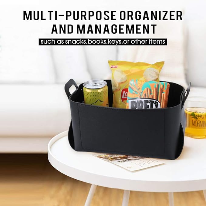 Leather Valet Tray, Jewelry Tray, Catchall Tray, Desktop Storage Organizer，Bedside Caddy for Men Key Wallet Watch Coin Phone Change,Candy Holder Sundries Tray,Convenient for Travel (Black)