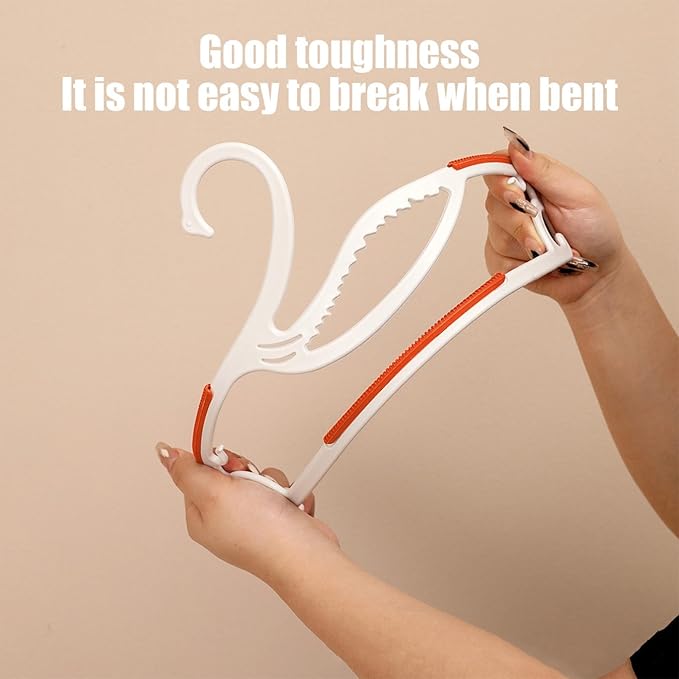 10-Pack Non-Slip Plastic Hangers, Space-Saving, Anti-Marking, Windproof Small Hook, Ideal for Wet & Dry Clothes, Slim Design, Gray/Orange, Strong Shoulders, Multi-Function Household Hangers