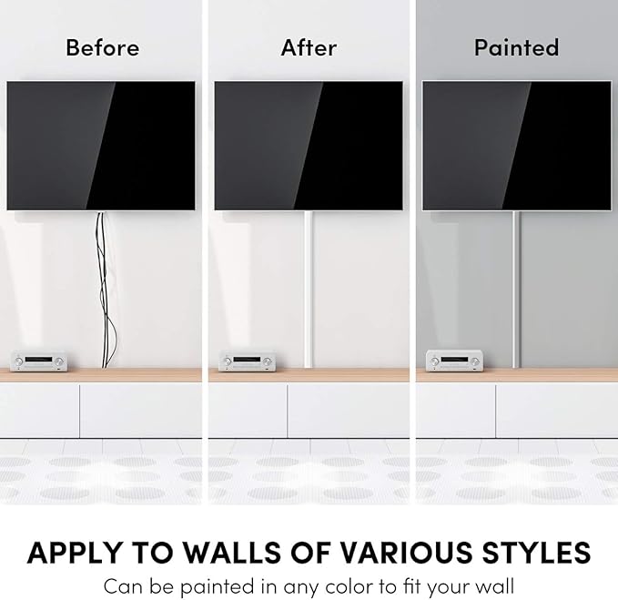 EVEO Cable Hider Wall 306” - Cable Raceway Cord Hider - Wire Covers for Cords on Wall, Cord Cover, Wall Cable Hider, Cable Concealer, Wire Hiders for TV on Wall Management-20X (L16 W0.95 H0.5) - White