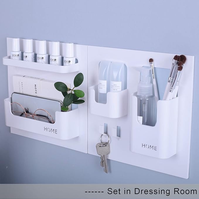 Bright Life Bedside Shelf Bedroom Dorm Room Rack Organizer Storage -Use as Kid Student Wall Shelf to Organize Headphone,Remotes,Glass,Cellphones(Vertical Type/White)