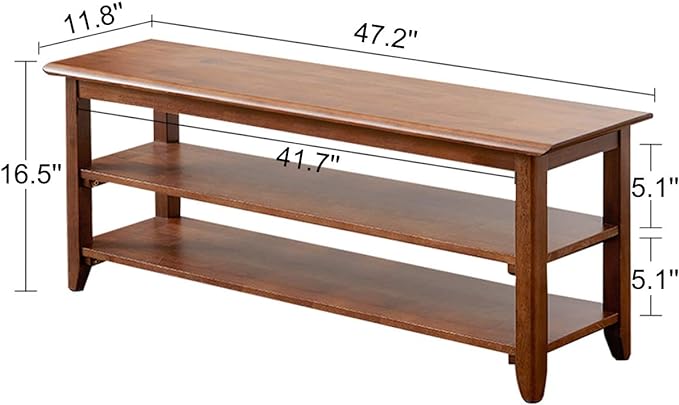 XKZG Shoe Storage Bench Wooden Shoe Rack Bench Rustic Solid Wood Entryway Bench (Brown,47.2")