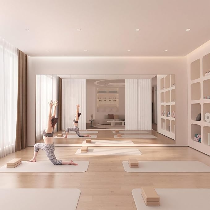 Hasipu 2PCS Home Gym Workout Mirror 72" L x 36" W Large Full Length Wall Mounted Full Body Frameless Mirror for Workout, Yoga, Garage, Bedroom, Dance, Rectangular