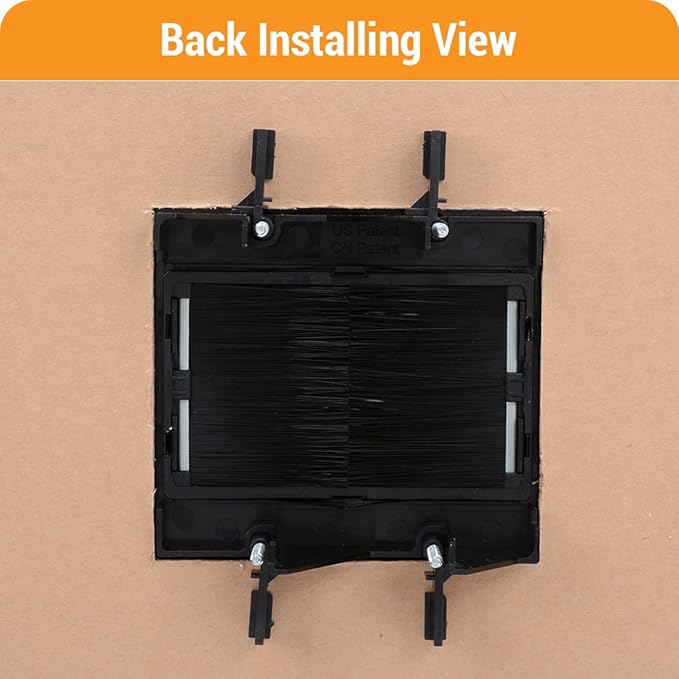 2 Gang Wall Plate, Black Brush Wall Plate with Built-in Low Voltage Mounting Bracket for Cables Pass Through in-Wall (Pack of 2)
