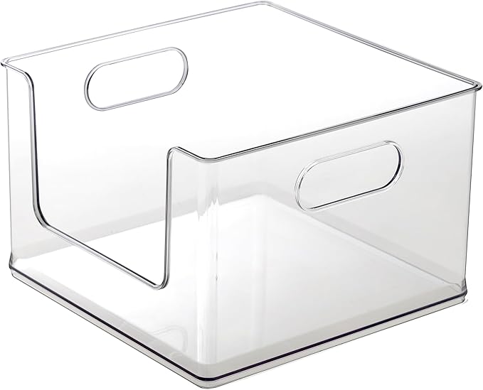 BINO | Stackable Plastic Storage Bins, Open-Front - Clear | THE CLARUS COLLECTION | Pantry Organizers and Storage Containers | Fridge Organizer Bins | Kitchen Cabinet Organizer | Medicine Cabinet Bin