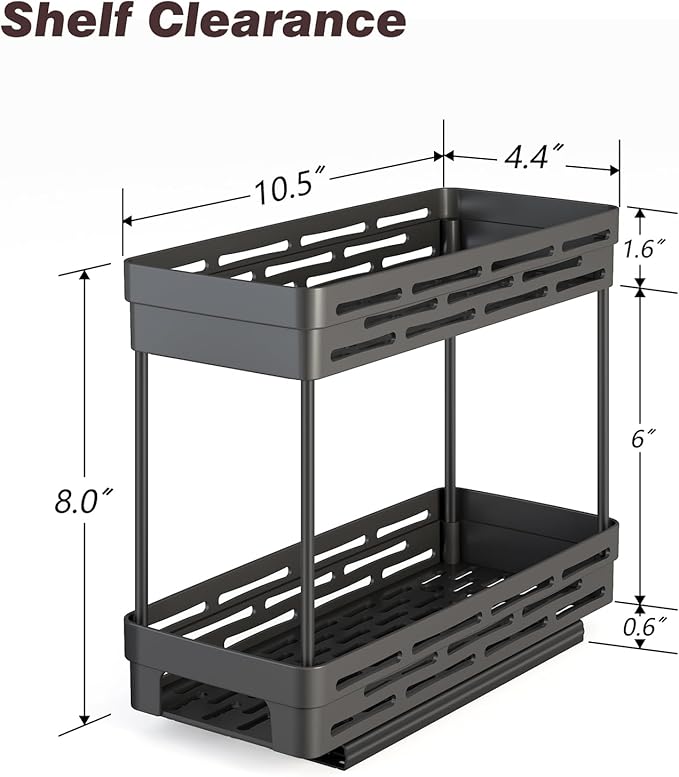 Pull Out Spice Rack Organizer for Cabinet, 3 Packs Slide Out Spice Racks Organizer, Spice Cabinet Organizers, Cabinet Size Need:12'' Highx11'' Deepx5'' Wide,Each Tier Hold 10 Spice Jar - 2 Tier, Black