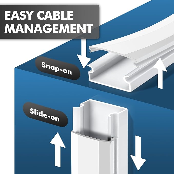 shinfly 86.9in Cord Hider Kit, Paintable Cable Raceway for Wall Mounted TV, Cord Covers for Wires on Wall, Wire Hider for TV Cables, White, 1.18” W x 0.59” H (14.5in x 6-Pack)