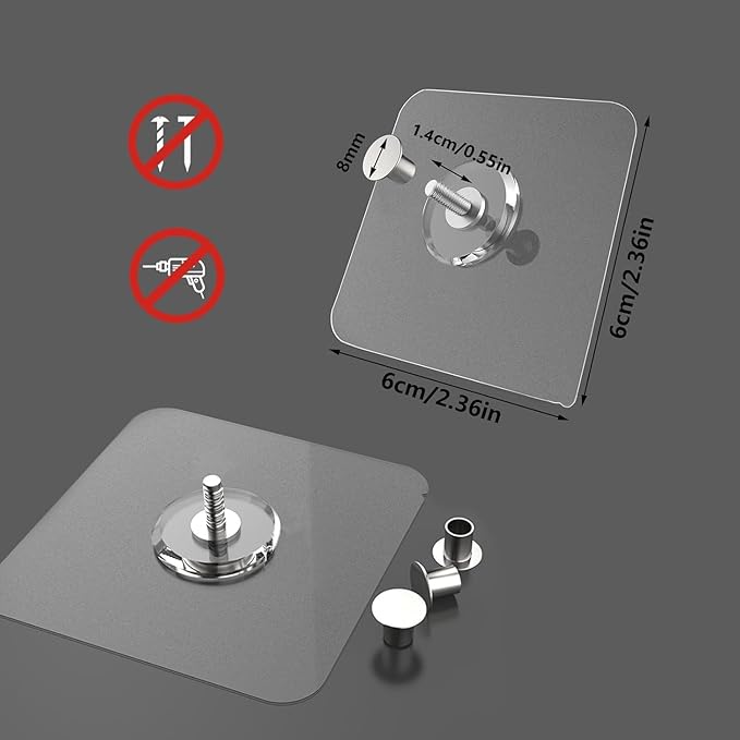 14 Pack Adhesive Wall Hooks, Wall Hangers Without Nails, No Damage Picture Hooks Waterproof and Rustproof to use Inside Kitchen, Bathroom, Home and Office