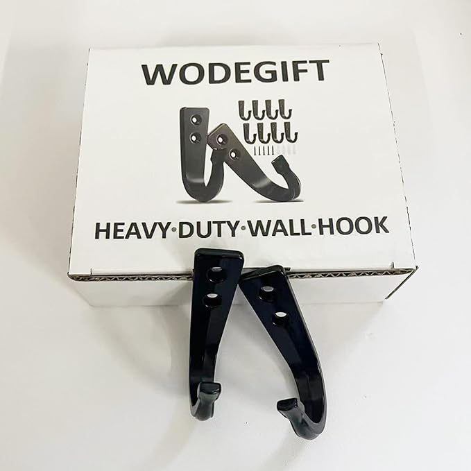 10Pcs Heavy Duty Wall Hooks for Hanging, Large Size Wall Hooks,Coat Hooks, for Backpacks, Coats, Cast Iron Pans and Other Heavy Items (Black Hooks)