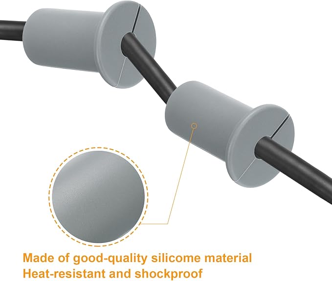 uxcell 2Pcs Wall Grommets for Cables 3/4 Inch Silicone Cable Wall Bushing Feed Through Cable Routing Kit Accessories Wall Cable Pass Through for Ethernet with 7mm Hole, Grey