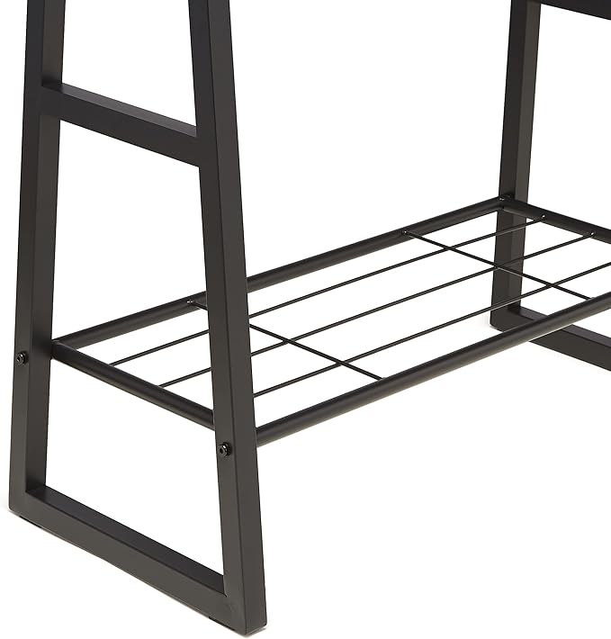 Amazon Basics 9 Hooks Coat Rack, Freestanding Entryway Shoe Bench with Metal 1-Tier Storage Shelf, Space Saving for Hallway and Bedroom, 13" D x 27.6" W x 69" H, Black