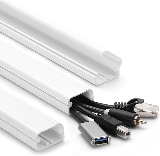 39in Cord Covers for Wires on Wall, YCLYC Wall Cord Cover, Large TV Cable Hider Wall Kit, White TV Cord Hider for Wall Mounted TV, Electrical Cable Raceway Cord Organizer, 3 X L13in W1.2 H0.7