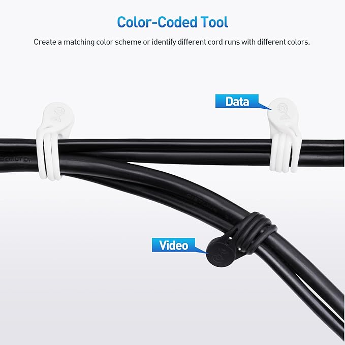 Cable Matters 20-Pack Ultra Strong Silicone Magnetic Cable Ties, Magnetic Cord Ties/ZipTies/Cord Organizer, Black and White