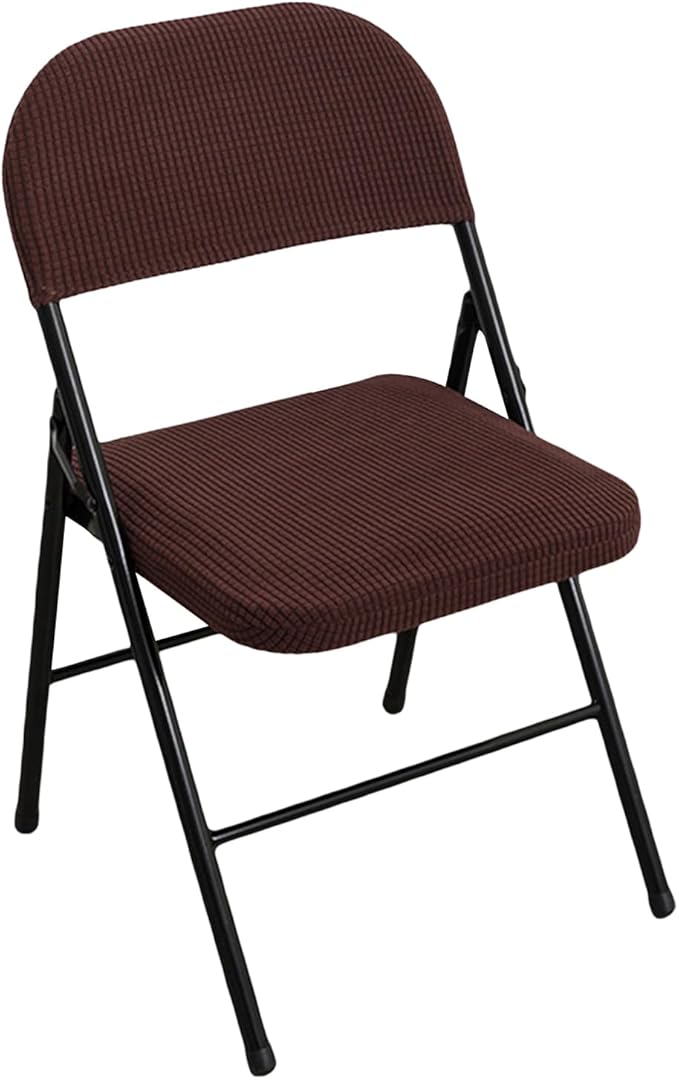 Dust-Proof Folding Chair Covers 2 Piece Set Backrest & Seat Cushion Cover for Office Meeting，Household，Computer，Party (Light Brown, One Size)
