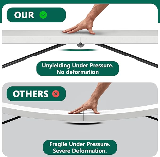 Folding Table 2 Pack, 6FT Folding Table Portable with Built-in Handle, Heavy Duty Plastic Table with Steel Legs Supports to 300lbs, Suitable for Party, Camping, Events Indoor&Outdoor Use, White