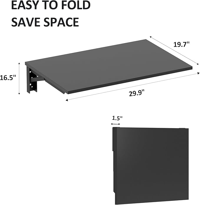 Need Wall Mounted Folding Table - Heavy Duty Small Fold Down Dining Table Length 30" Width 20" Perfect Addition to Home Office/Laundry/Home Bar/Kitchen & Dining Room AC15CB(L30 W20)