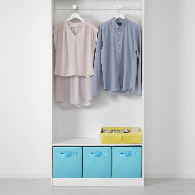 PowerKing Collapsible Storage Cubes with Handles, Fabric Foldable Bins for Closet Shelves, Durable Organization Storage Bins, 10.5'' x 11'' x 10.5'' (Blue, 2Pack)