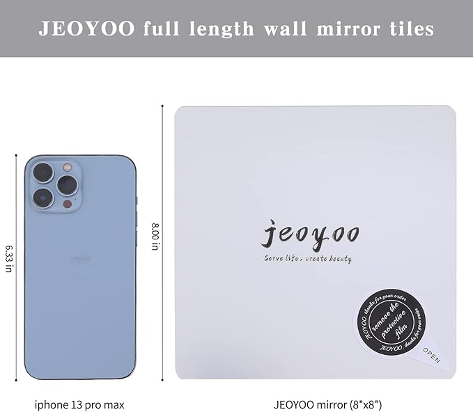 JEOYOO Wall Mirror Full Length, on Door Mirrors, Cheap Mirror Acrylic, shatterproof Gym Mirrors for Home Gym, 8"X8"-4 Pcs, Workout Non Glass Mirrors for Bedroom, Over Door Mirror Kids