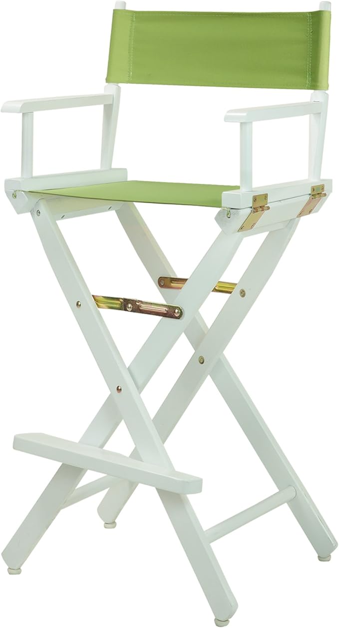 Casual Home Director's Chair, 30"-Bar Height, WhiteFrame/Lime Green Canvas