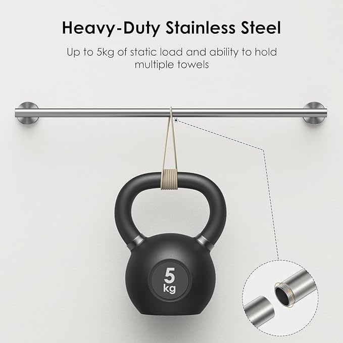FORIOUS Bathroom Hardware Accessories Set, SUS304 Stainless Steel Towel Bar Set, Modern Towel Racks Holder for Bathroom, Toilet Paper Holder Wall Mounted 8 Pieces(24" Bar, Brushed Nickel, 2 Pack)