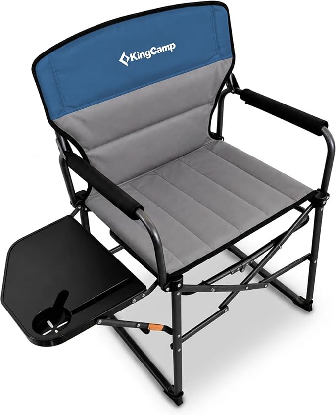 KingCamp Oversized Camping Directors Chair for Big and Tall, Heavy Duty 440lbs Folding Chairs with Side Table, Portable Padded Camp Chairs with Wide Seat & Anti-Sag Fabric for Outdoor Lawn Fishing RV
