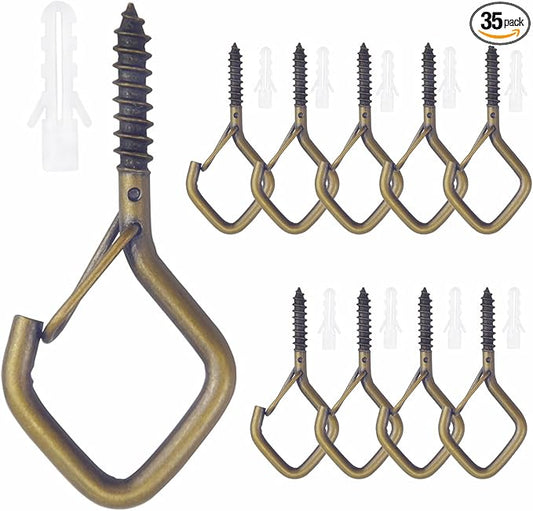 10 PCS Eye Screw Hooks for Hanging Heavy Duty with Safety Buckle.Metal Ceiling Hooks for Hanging Plants,Cup,Wind Chime,Bird Feeders,String Lights at Indoor&Outdoor,2.36 Inches Black