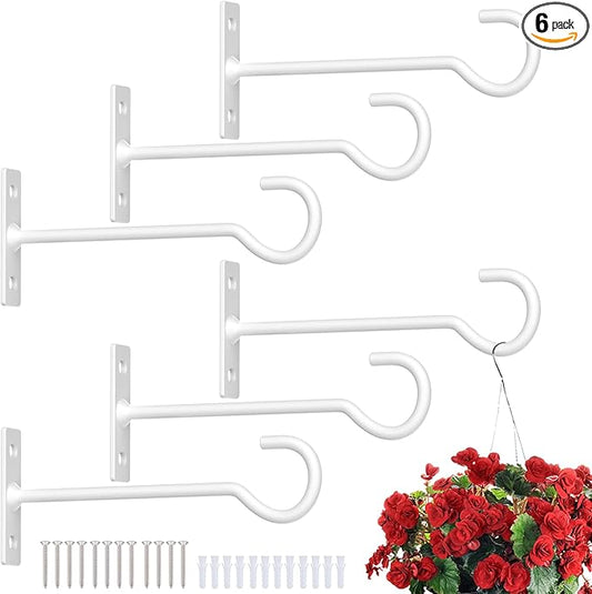 6Pack Plant Hook for Hanging Plant Bracket 6inch Metal Plant Hook Decorative Wall-Plant Wall Hanger forHanging Lanterns, Bird Feeder, Flower Basket, Home Decor Indoor & Outdoor